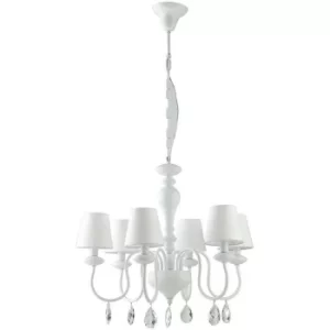 Image of Fan Europe ARTHUR 6 Light Chandeliers with Shades White, Fabric Lampshade 72x58cm