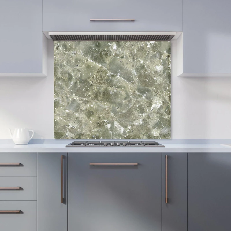 Image of Warren Reed - Designer Sage Green Quartz Effect Kitchen Splashback Size: 600mm x 750mm Green Unisex 600mm x 750mm