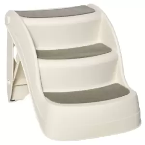 Image of Pawhut Foldable Pet Stairs For Small Dogs - Cream