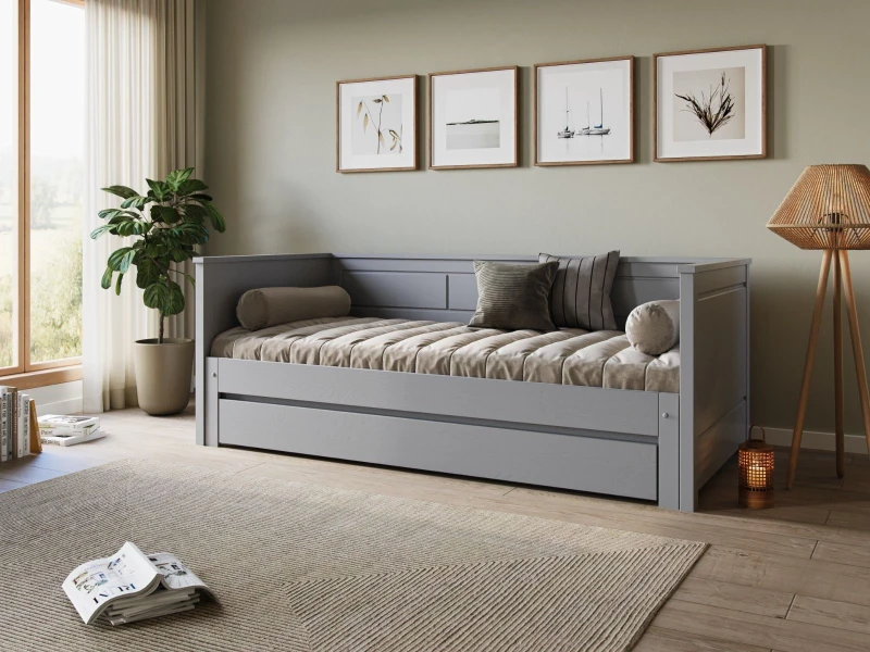 Image of Flair Erika Solid Wood Guest Bed Grey