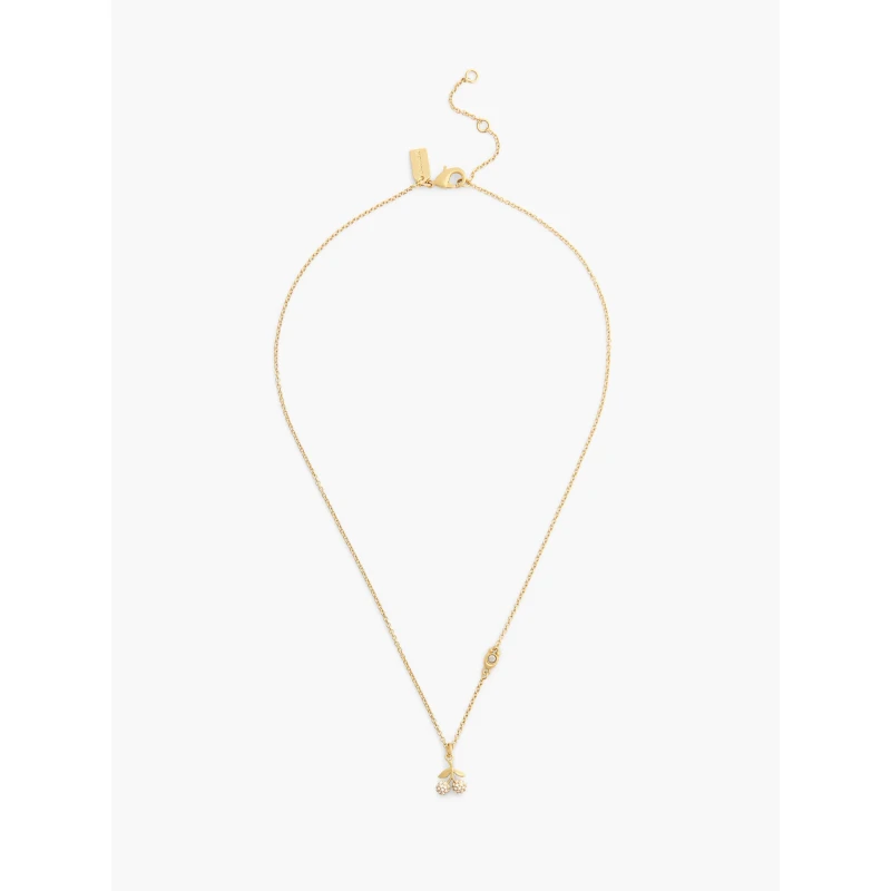 Image of Coach COACH PAVE ICONS CHERRY PENDANT NECKLACE Gold/Crystal female One Size