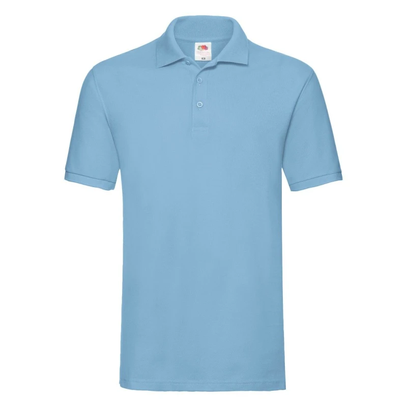 Image of Fruit Of The Loom Fruit of the Loom Men Premium Pique Polo Shirt in Light Blue Size: Small Light Blue S Male 5063470860289