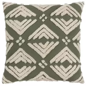 Image of Taya Cotton Tufted Cushion Sage, Sage / 50 x 50cm / Polyester Filled