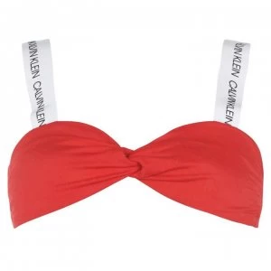 Image of Calvin Klein Logo Twist Bikini Top - Red XBG