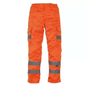 Image of Yoko Mens Hi-Vis Cargo Trousers With Knee Pad Pockets (40in Long) (Orange)