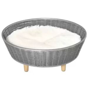 Image of Pawhut Pet Sofa Wicker w/ Removable Cushion For Small-sized Dogs - Grey