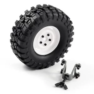 Image of Ftx Outback Spare Tyre Mount & Tyre/Steel Look Lug Wheel White