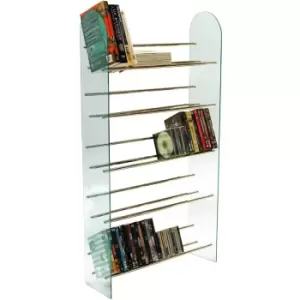 Image of LUXOR - 5 Tier 285 CD / 195 DVD Media Storage Shelf Rack - Glass / Chrome - Silver
