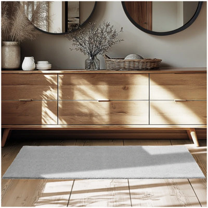 Image of Tectake Rug Zonelle - Short Pile And Ultra-Soft, Rectangular Or Round 80 X 150 Cm - Grey