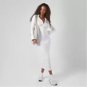 Image of Missguided Collared Rib Midaxi Dress - White