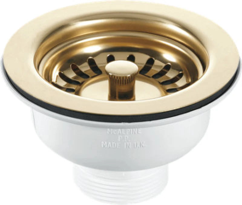 Image of McAlpine BSWPVD 1.5" Basket Strainer Waste: 113mm Stainless Steel Flange: Stemball Plug: Centre Pin Model White