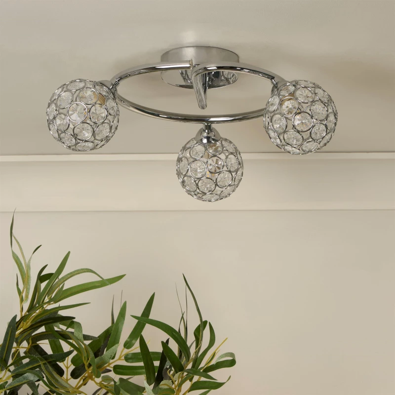 Image of Lighting Collection 3 Light Chrome Ceiling, Silver 701788
