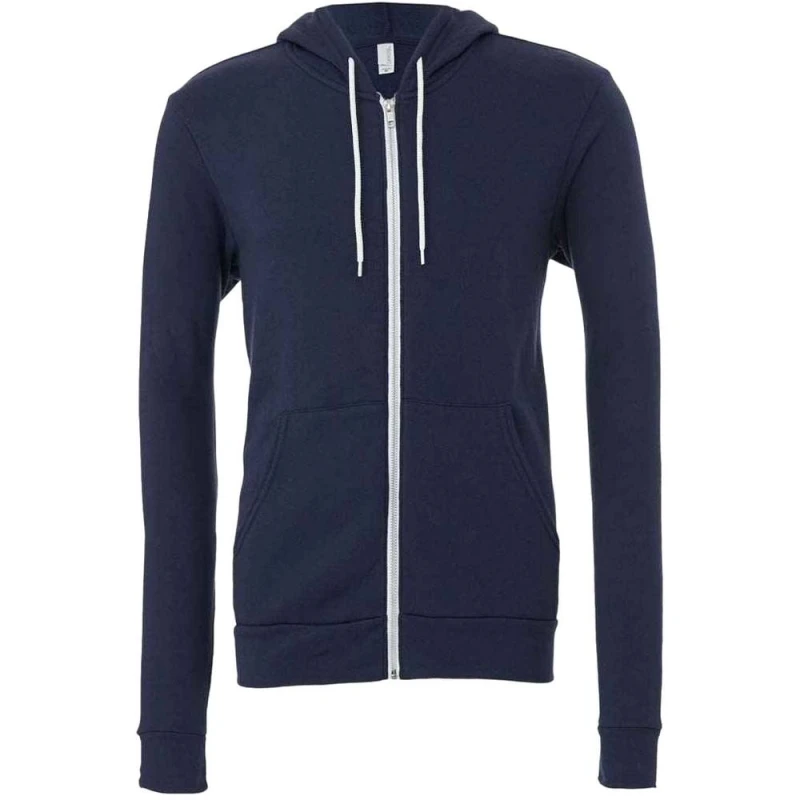 Image of Bella + Canvas Mens Full Zip Hoodie in Navy Size: XS Navy Male XS