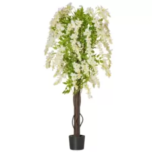 Image of Homcom Artificial Realistic White Wisteria Tree Faux Plant For Indoor