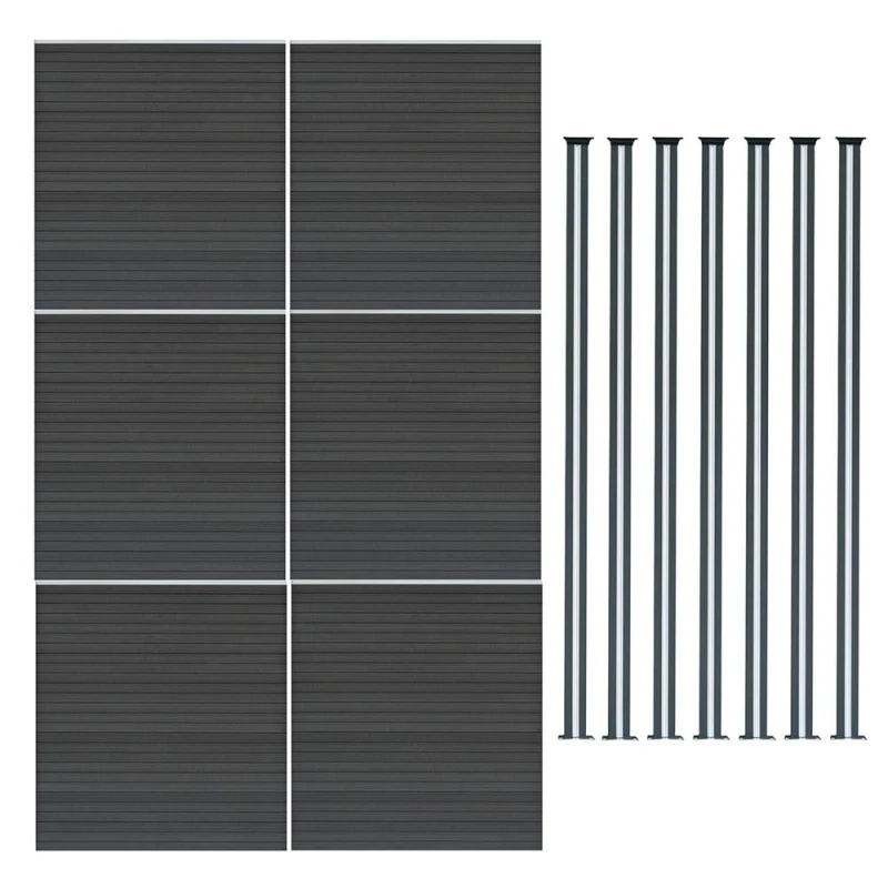 Image of Monstershop Composite Fence Panels & LED Posts 6ft x 34ft - Grey Grey Unisex