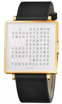 Image of QLOCKTWO Watch W39 Gold Black Leather D
