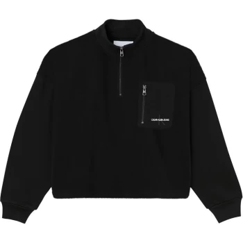 Image of Calvin Klein Jeans Polar Zip Fleece Sweatshirt - CK BLACK