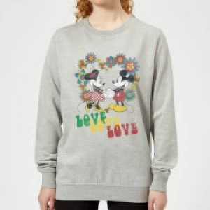 Image of Disney Mickey Mouse Hippie Love Womens Sweatshirt - Grey - M