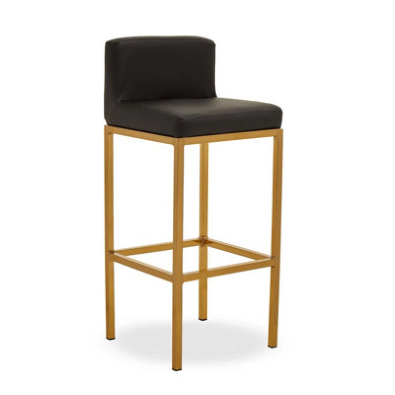 Image of Premier Housewares Interiors by Premier Baina Pu Finish Bar Chair with back Black