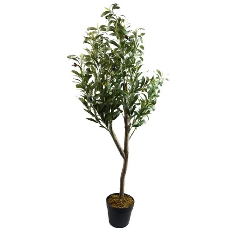 Image of Leaf 120cm Artificial Natural Look Olive Tree with Wooden Trunk