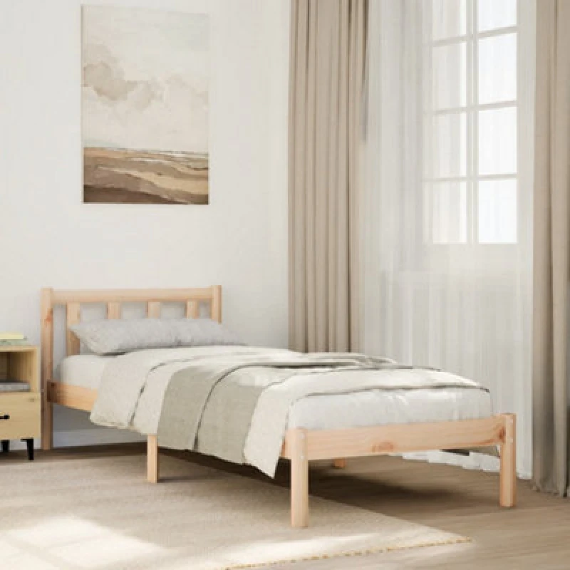Image of Vidaxl Extra Long Bed Frame Without Mattress 100X220 Cm Solid Wood Pine