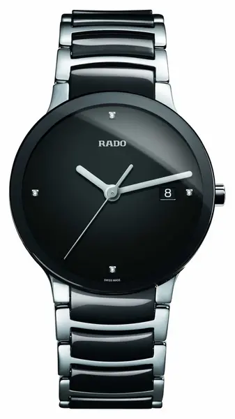 Image of RADO R30934712 Centrix Diamonds High-Tech Ceramic Black Dial Watch