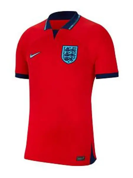 Image of Nike Junior England WC 2022 Away Short Sleeve Stadium Shirt - Red, Size XS Red ULGC7 Unisex XS