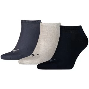 Image of Puma Sneaker Invisible Socks UK Size 9-11 (3 Pairs) Navy Mix