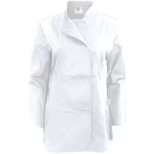 Image of Dennys Womens/Ladies Long Sleeve Fitted Chef Jacket (S) (White) - White