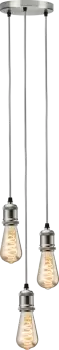 Image of Knightsbridge CALLA - 230V E27 Vintage 3 Light Pendant - Brushed Chrome - CALVI3PBC