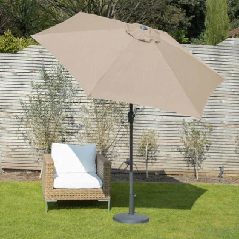 Image of GardenKraft 2.7M Parasol Crank & Tilt 6 Ribs Beige