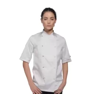 Image of Dennys Womens/Ladies Lightweight Short Sleeve Chefs Jacket / Chefswear (Pack of 2) (S) (White)