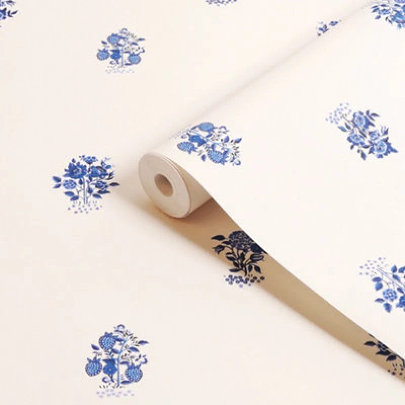 Image of Cath Kidston Kingdom Posey Blue Floral Wallpaper Wallpaper One Size Blue 71751418000