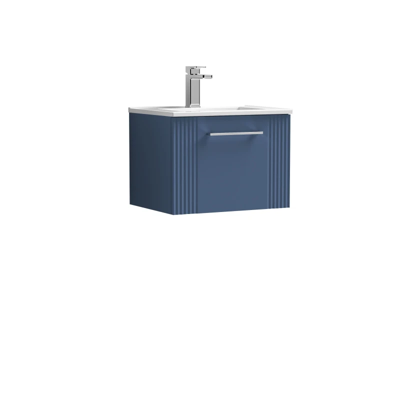 Image of Balterley 1 Drawer Wall Hung Vanity Unit with Minimalist Basin Blue 500mm Blue