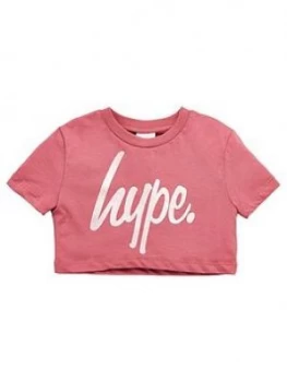 Image of Hype Script Cropped Short Sleeve T-Shirt - Rose Gold , Mauve, Size Age: 3-4 Years, Women