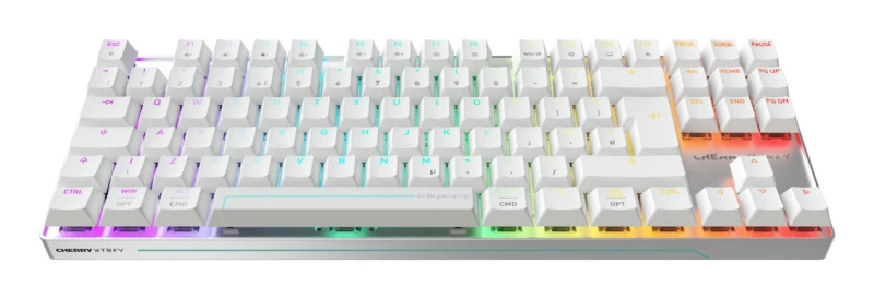 Image of Cherry CHERRY MX 8.2 Pro TMR Wireless keyboard Gaming USB + RF Wireless + Bluetooth QWERTY UK English Silver, White G8E-3885HACAGB-0