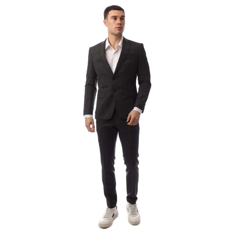 Image of Boss Mens Structured Natural Stretch Streamlined Fit Suit Grey male 34 (44)