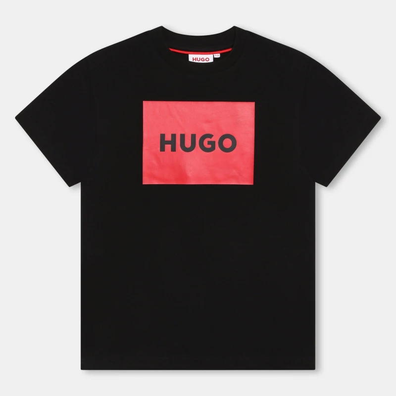 Image of HUGO Cotton Large Box Logo T-Shirt Juniors - Black One Size