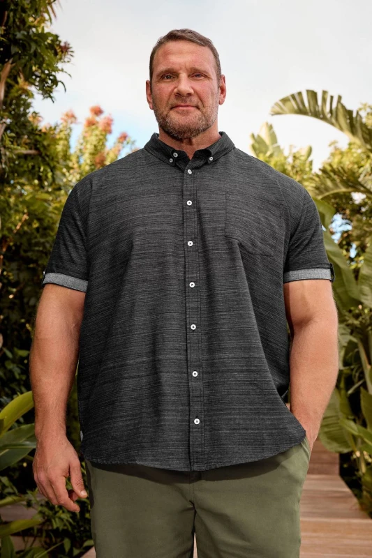 Image of BadRhino Mens Cotton Slub Shirt in Black Size: XL Black Male XL