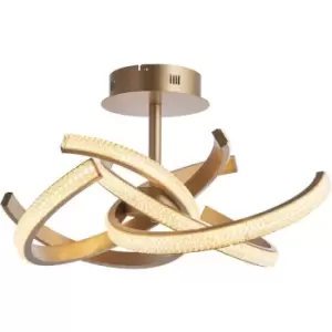 Image of Semi Flush Multi Arm Ceiling Light Fitting - Satin Gold & Clear Acrylic Detail