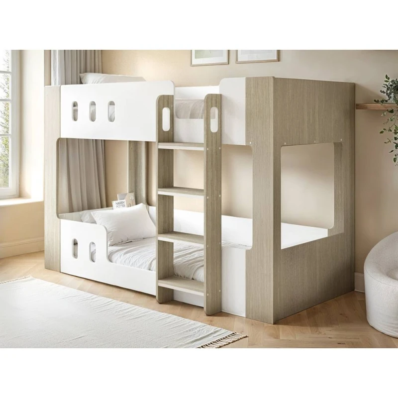 Image of Flair Willow Low Bunk Bed White & Oak Size: Single White Unisex Single