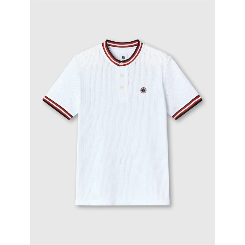 Image of Pretty Green Mens PG Cressa Grandad Regular Fit T-Shirt White male Small