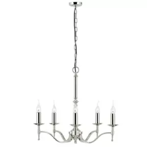 Image of Avery Ceiling Pendant Chandelier Light 5 Lamp Bright Nickel Curved Candelabra