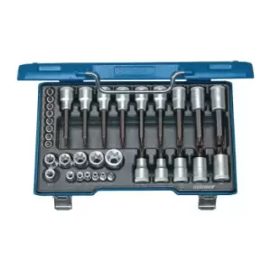 Image of Jeu de cles a douille 19 TX 20 34 pieces 1/4 + 1/2 po. T8-T60/E4-E24 GEDORE