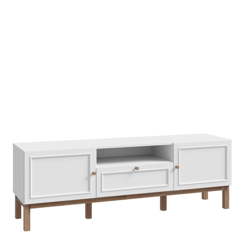 Image of Wensley 2 Door 1 Drawer TV Unit In Light Grey And Oak, Multi 80FPKDT131M848