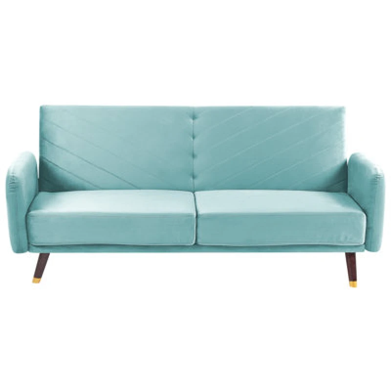 Image of Beliani Sofa Bed 3 Seater Senja Velvet Light Blue