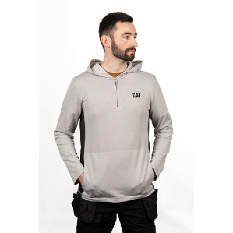 Image of Caterpillar - Coolmax Quarter Zip Hoodie - Grey - Medium