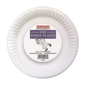 Image of Caroline White Paper Plates (20) 7" (18cm)