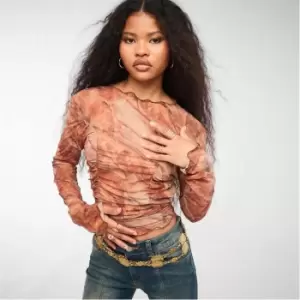 Image of Missguided Printed Crinkle Mesh Top - Multi
