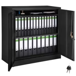 Image of TecTake Filing Cabinet With 3 Compartments 90X40X90Cm - Black Steel